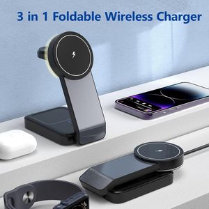 Support de charge sans fil magnétique pliable 15W, <span class=keywords><strong>chargeur</strong></span> portable multi-appareils pour iPhone 15 <span class=keywords><strong>Pro</strong></span> <span class=keywords><strong>Max</strong></span> 14 <span class=keywords><strong>13</strong></span> et Watch - Product Image 3