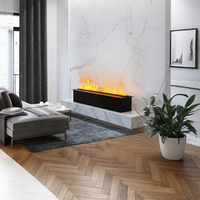 Cheminée à atomisation intelligente Wi-Fi, contrôlable par application, avec télécommande et minuterie, effet flamme vapeur, encastrable murale, pour décoration de maison intelligente, produit phare