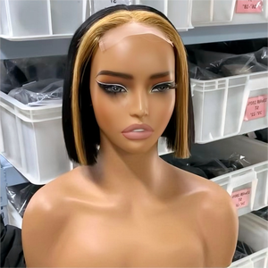 12A Double Dessiné Sans Colle Brésilien Raw Humain 5x5 Transparent HD Dentelle Fermeture Court <span class=keywords><strong>Bob</strong></span> Highlight 1b/27 #5x5 Frontal 4C Droit - Product Image 5