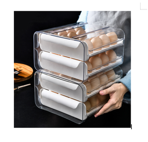 Hot selling double-layer refrigerator storage egg storage boxes PET drawer egg storage bin kitchen egg carton