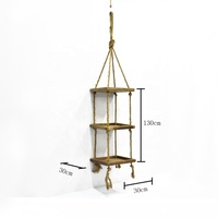 Luckywind — étagère murale rustique à 3 niveaux, étagères de rangement en bois, meuble de rangement en corde de Jute