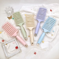 Brosse démêlante pour cheveux avec poignée en plastique ventilée et dents ajourées pour coiffure