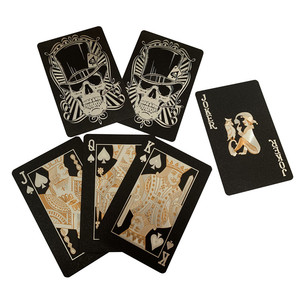 Carte da Poker Nere Placcate in Lamina, Divertenti con Faccine Sorridenti Spaventose, Carte da Gioco in PET di Alta Qualità con Scatola - Product Image 2