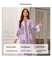 Gaun Abaya Muslim Wanita Elegan dari Bahan Polyester untuk Pernikahan & Pakaian Etnik-ODM Model Sopan Panjang Semata Kaki Lengan Panjang