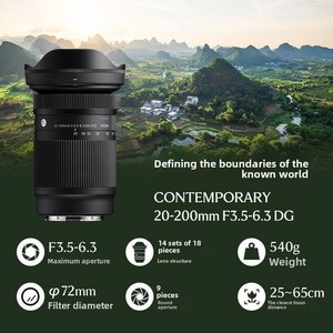 Objectif sans miroir plein format <span class=keywords><strong>Sigma</strong></span> <span class=keywords><strong>20</strong></span>-200mm F3.5-6.3 DG pour portraits et paysages, zoom large, fabriqué en Chine (20200) - Product Image 3