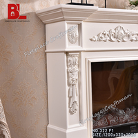 Insert de cheminée électrique blanc antique long à LED, sans chauffage, avec manteau de cheminée intégré