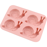 Moule en silicone 710 à 4 cavités en forme d'escargot de dessin animé, pour gâteaux et savons, réutilisable, outil de cuisson DIY, résistant aux hautes températures
