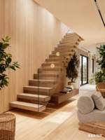 Escalier suspendu personnalisé HZ, style classique et simple, marches en bois, escalier suspendu pour villa, escalier d'hôtel