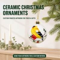 Boules de Noël en céramique personnalisées, peintes à la main, avec paillettes, décorations suspendues pour arbre, vente en gros personnalisée