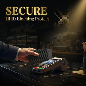 Автоматический выдвижной держатель для карт с RFID-защитой, тонкий мужской кошелек-бифолд с магнитной застежкой - Product Image 6
