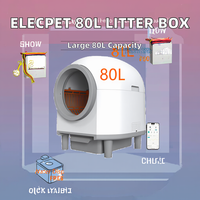 Grand bac à litière automatique de 80 litres, autonettoyant, sécurisé et anti-pincement, pour plusieurs chatons.