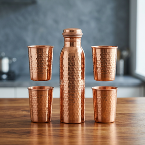 Ensemble de bouteilles d'eau isothermes en cuivre martelé à double paroi, écologiques, avec logo personnalisé, idées cadeaux, style moderne, pour le bureau et la maison - Product Image 2