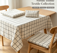 Tissu tissé imprimé aspect lin nordique, mélange de coton 10S, 180 GSM, largeur 58/60 pouces, laminé PE, écologique, pour nappes, coussins et tabliers