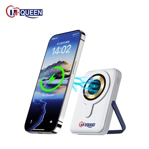 Batterie externe portable sans fil personnalisée de 10 000 mAh, support de téléphone magnétique, station d'alimentation portable - Product Image 1