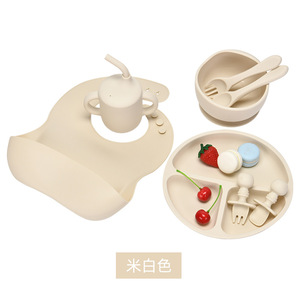 Ensemble de vaisselle pour enfants, bavoir en silicone, assiette, bol, cuillère, fourchette, tasse, 8 pièces pour bébés de 0 à 12 mois, sans BPA, antidérapant, résistant aux chutes - Product Image 5