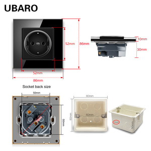 อูบาโร 86 ประเภทเต้ารับติดผนังมาตรฐานยุโรป 16A แผงกระจกนิรภัย เต้ารับทรงสี่เหลี่ยมสำหรับใช้ในครัวเรือน - Product Image 1
