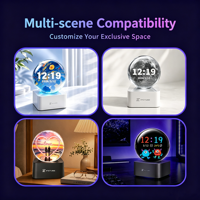 Horloge de bureau WiFi avec cadre photo numérique, station météo et alarme, écran LCD 2,1 pouces pour la décoration de la chambre, veilleuse intelligente, cadeau
