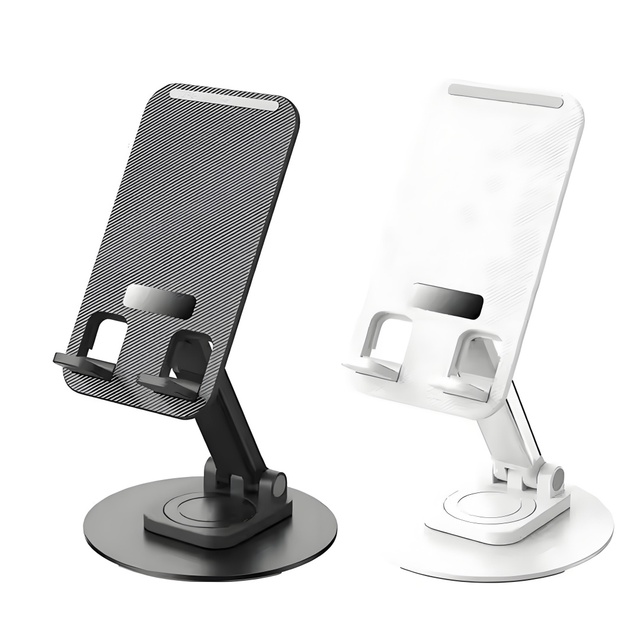 Portable 360 Rotating Foldable Adjustable Round Metal Phone Stand Desktop Mount Waterproof Damping Phone Holder for OfficeTravel