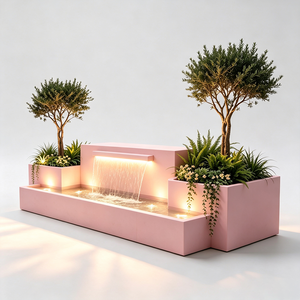 Fontaine à cascade d'eau circulante H175 avec éclairage LED pour aquarium, bac à plantes, pot de fleurs pour villa, hall d'hôtel, anti-rouille - Product Image 4