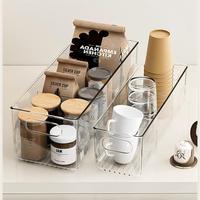 Tiroir de rangement transparent en plastique pour cuisine avec séparateurs ajustables et poignées pour condiments, organisateur d'armoire