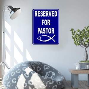 Letrero Metálico Vertical de Aluminio, Varios Tamaños, Reservado para <span class=keywords><strong>Pastor</strong></span> con Símbolo, Borde Azul para Estacionamiento, Resistente a la Intemperie, para Calle, 12x18 Pulgadas - Product Image 2