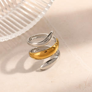 Fashion Rings Stainless Steel Minimalist Design Color <b>Block</b> 18k Gold Plated Geometric <b>Shape</b> Women's Gift Jewelry - Product Image 5