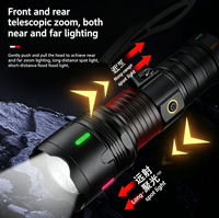 Lampe de poche rechargeable étanche, torche à double lumière à mise au point réglable pour la pêche de nuit