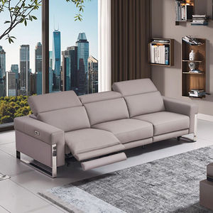 Ensemble de <span class=keywords><strong>canapé</strong></span> inclinable <span class=keywords><strong>électrique</strong></span> 3 places en cuir véritable <span class=keywords><strong>microfibre</strong></span> moderne avec cadre en bois avec appui-tête - Product Image 1