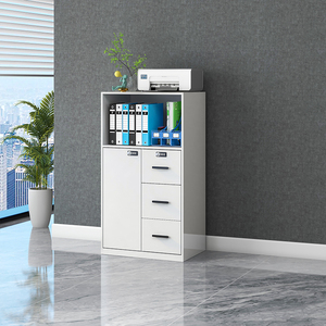 Meuble de classement moderne en métal blanc <span class=keywords><strong>à</strong></span> profil bas avec tiroirs verrouillables pour bureau, en acier laminé <span class=keywords><strong>à</strong></span> froid blanc, <span class=keywords><strong>armoire</strong></span> de classement courte - Product Image 3