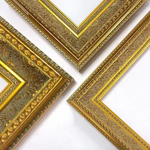 Klassische Stil Verzierten Antike Große Gold Folie Barock Kunst Leinwand Benutzerdefinierte Holz Bild ölgemälde Rahmen Moulding Für Wand Molding