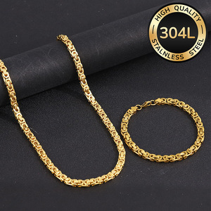 Collana a catena a maglie piatte Emperor in acciaio inossidabile color oro, stile europeo-americano, alla moda, unisex, set <span class=keywords><strong>Chen</strong></span> Yue, all'ingrosso - Product Image 5