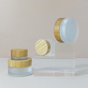 1oz 1.7oz 2oz <b>Empty</b> Cosmetic Containers Round 5g 10g 20g 30g 50g 60g 100g Amber Glass <b>Jar</b> with Bamboo Lids for Cream Packaging - Product Image 3