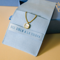Logotipo personalizado Banner azul bolsa de papel tisú Pull Slide joyero para collar embalaje correo envío artículos de joyería nuevo producto