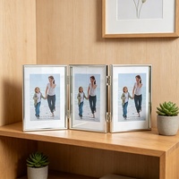 Cadre en métal double pliable avec verre, présentoir flottant double face, idéal pour les fleurs séchées, les spécimens, les photos, la décoration de bureau