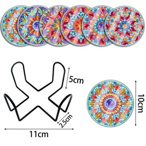 Kits de bricolage Forme spéciale Pierres Mandala Lot de 6 Sous-verres en diamant avec couvercle de protection - Product Image 3