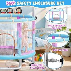<span class=keywords><strong>Trampoline</strong></span> pour enfants d'intérieur et d'extérieur avec panier de basket, ballon de <span class=keywords><strong>plage</strong></span>, anneaux de traction et sac de sable - Product Image 4