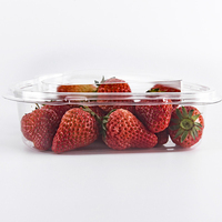 Aardbei Hartvorm Pet Box Clear Fruit Verpakking Aardbei Lade Met Transparant Deksel