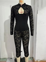 Nouveautés 2026 Combinaison Corset Tendance Taille Haute Coupe Ajustée Couleur Unie Décontractée Automne Fitness avec Dentelle
