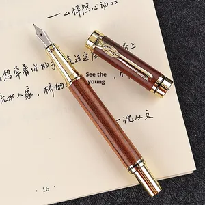Stylo en bois massif en palissandre rétro créatif pour adultes, idéal pour l'écriture et la calligraphie, avec absorption d'encre, pour promotions - Product Image 1