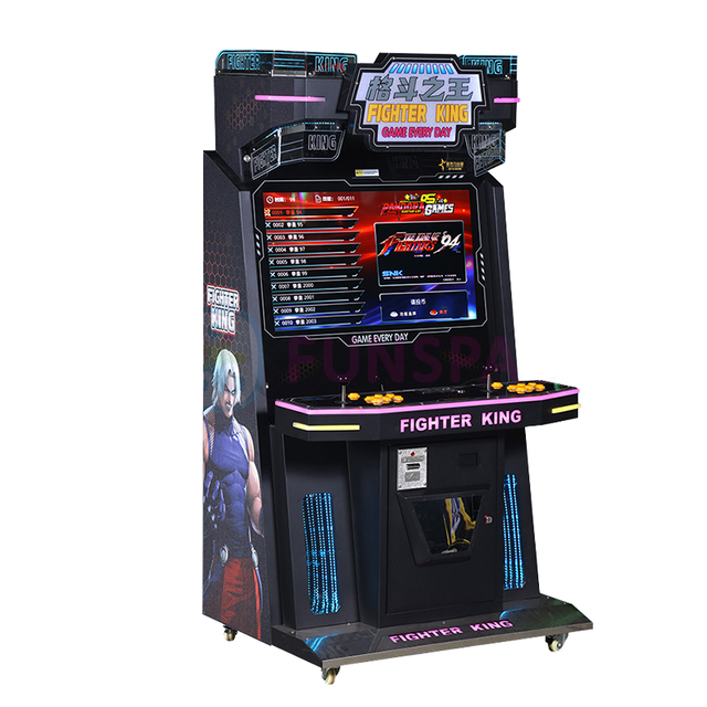 32" LCD Metal Arcade Fighting Machine | 2-Player Classic Retro Video Game Cabinet with LED Lights English for Game Centers