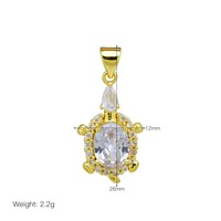Pendentif personnalisé de luxe haut de gamme en gros, avec zircon et cuivre plaqué or 18 carats, motif tortue de mer.