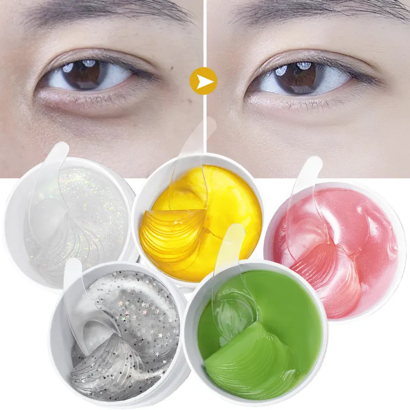 Korea Label Pribadi Penghilang Hidrogel, Masker Mata Gel Kolagen Emas 24K Kristal Tambalan Mata Lingkaran Hitam