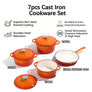 Juego de utensilios de cocina coloridos de <span class=keywords><strong>hierro</strong></span> fundido esmaltado, juego de <span class=keywords><strong>ollas</strong></span> para leche y sartenes para cocinar - Product Image 2