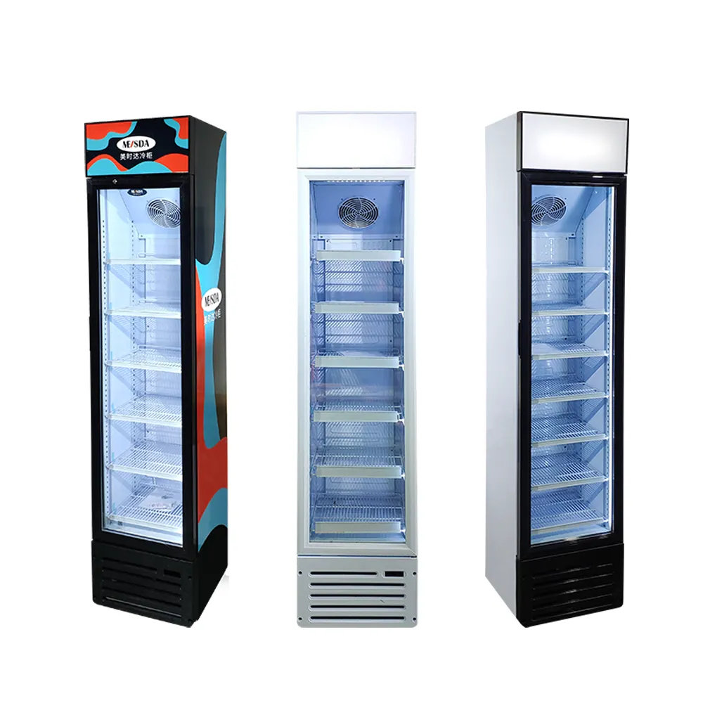 Meisda SC145BG 145L comercial slim ereto bebida cerveja exibição vertical geladeira com porta de vidro