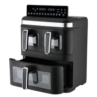 Freidora de Aire Anbolife 17L, Triple Cesta 4L+4L+9L, 3 Zonas, Pantalla Táctil Digital, 12 Programas, 60-200C, 0-60min, Gran Capacidad, Sin Aceite, OEM