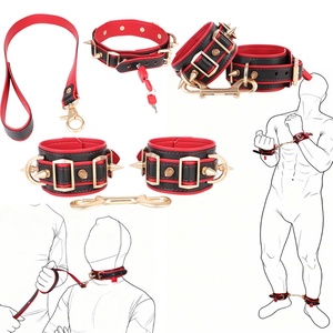 Set BDSM: Esposas para Manos + Esposas para Tobillos + Collar de Cuero Suave, Juguete Erótico de Cuero para Parejas, Apto para Juegos de Rol - Product Image 1
