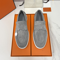 Mocassins de luxe pour hommes en daim bleu marine, à enfiler, légers, plats, de conduite, décontractés, style Penny, pour le quotidien et les affaires