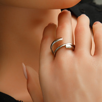 Bague de mode irrégulière YF5044 en acier inoxydable plaqué or 18 carats, lignes rondes, double couche, croix, bijoux étanches