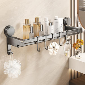 Estante de almacenamiento para baño con ventosa, 50x30 cm, toallero multifuncional montado en la pared para uso doméstico - Product Image 1