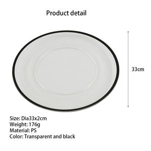 Bajo Plato Redondo Moderno de Plástico Transparente con Borde Dorado para Decoración y Montaje de Mesas en Fiestas, Bodas y Eventos - Product Image 6